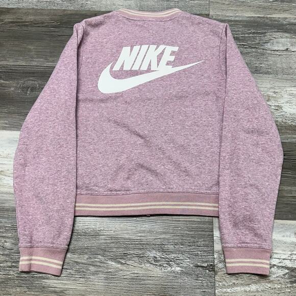 Nike Heather Purple White Womens S‎ Swoosh Back Hit Cropped Varsity Track Jacket - Picture 2 of 10